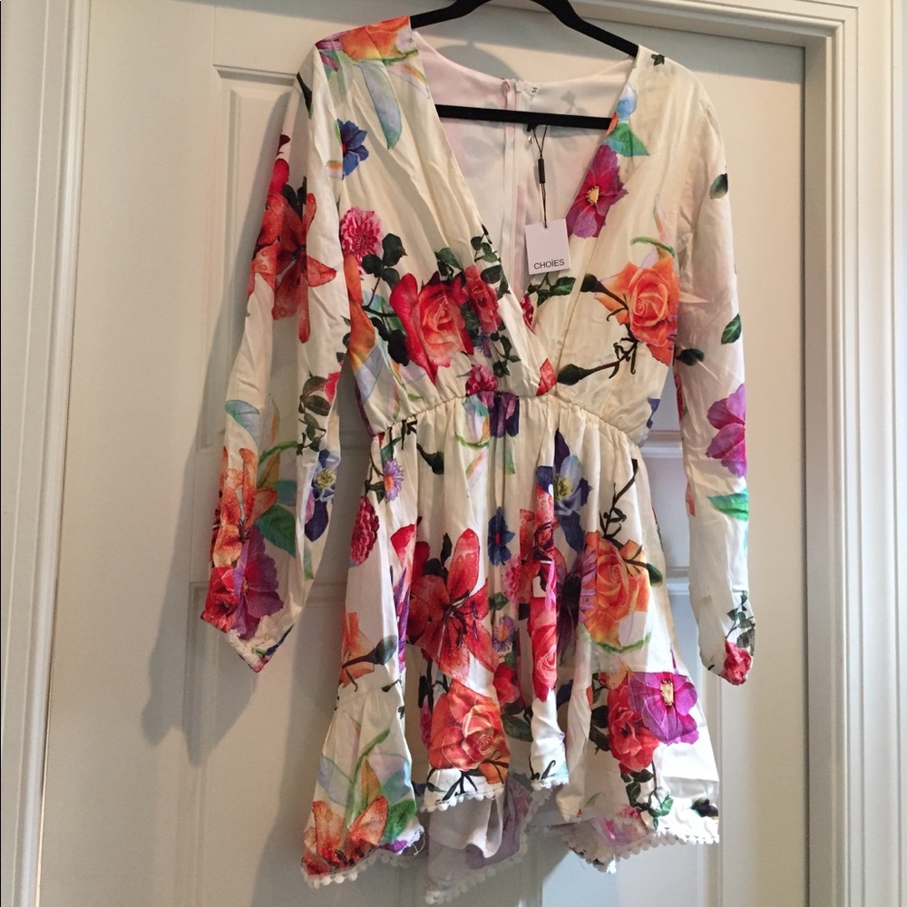 Floral Romper, long sleeve