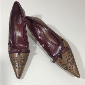 New Luna Rosa embroidered Kitten Leather Heels