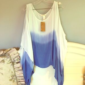 Shoulder cutout poncho shirt