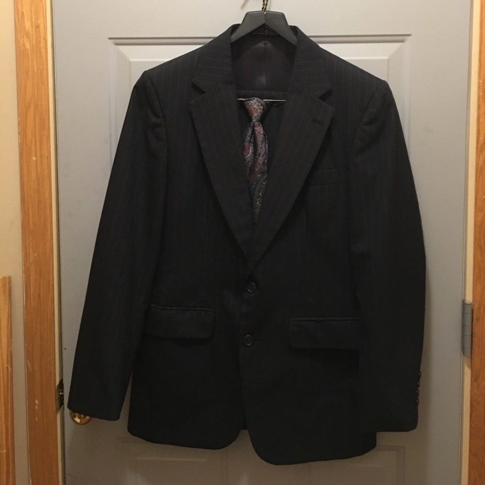 Black lined blazer, hill and archer, black