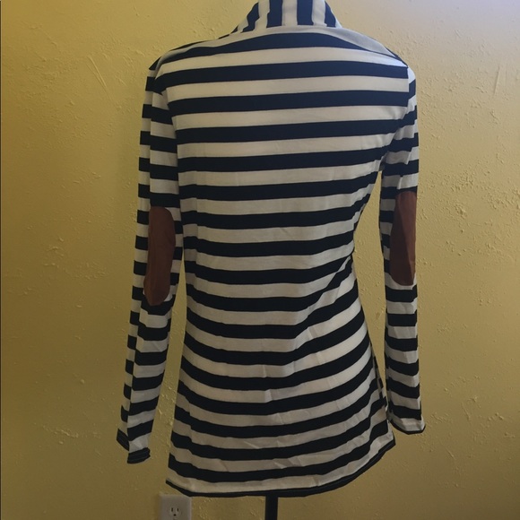 Striped cardigan with elbow pads - Picture 3 of 4