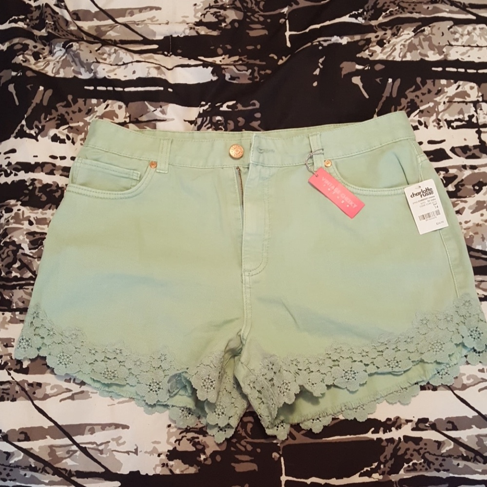 Green Denim Shorts