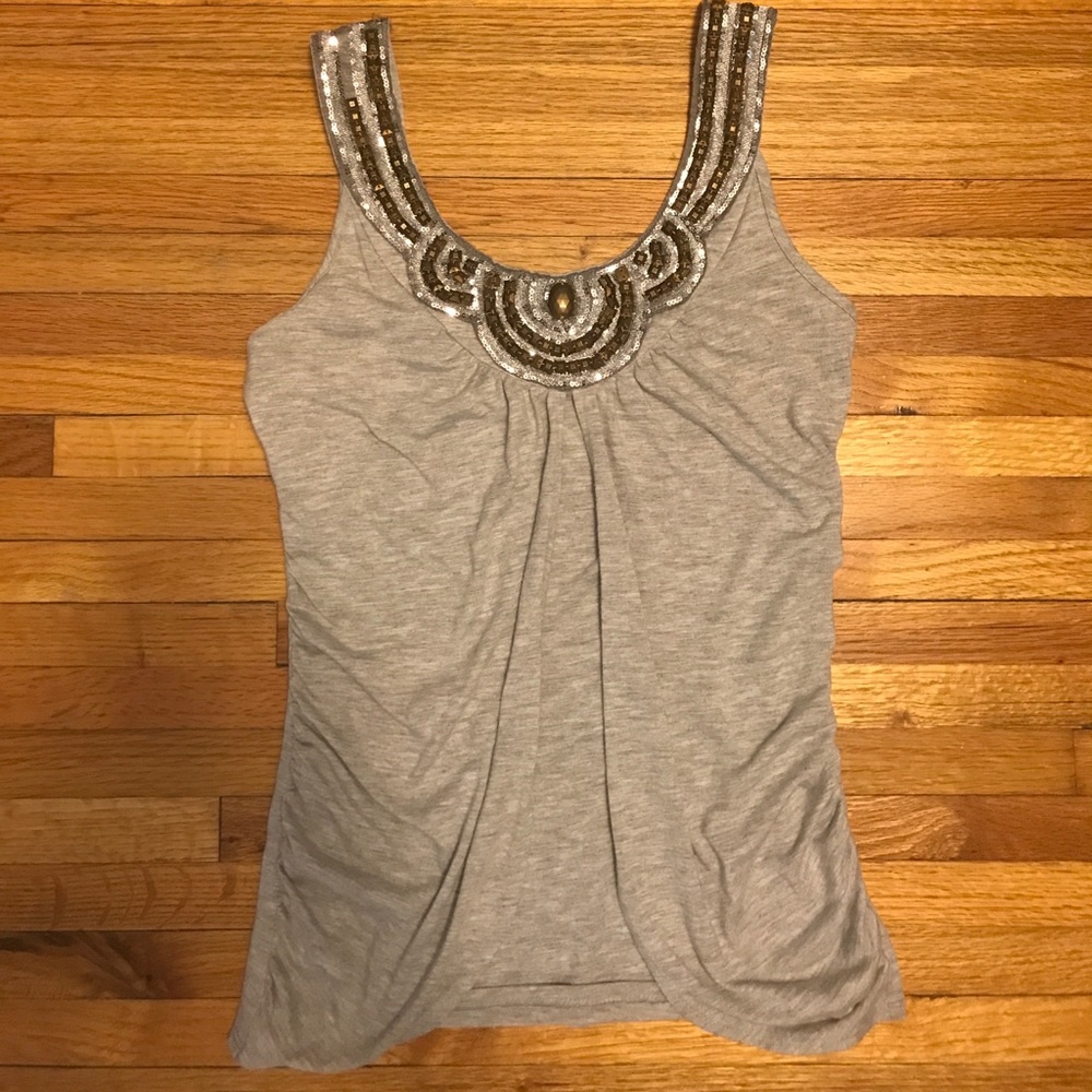 Gray sequin tank