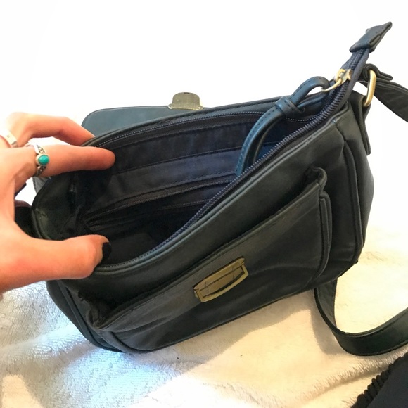 Under One Sky Bags Navy Blue Faux Leather Crossbody Bag Poshmark