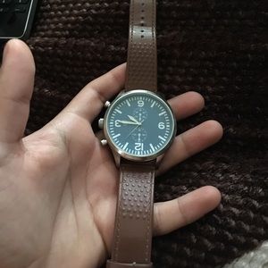 Hey silver kids watch blue inside leather band