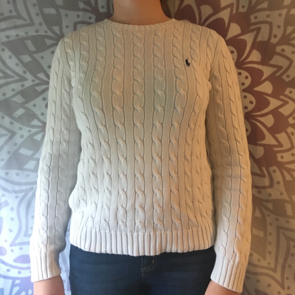 Ralph Lauren White Cable Knit Sweater