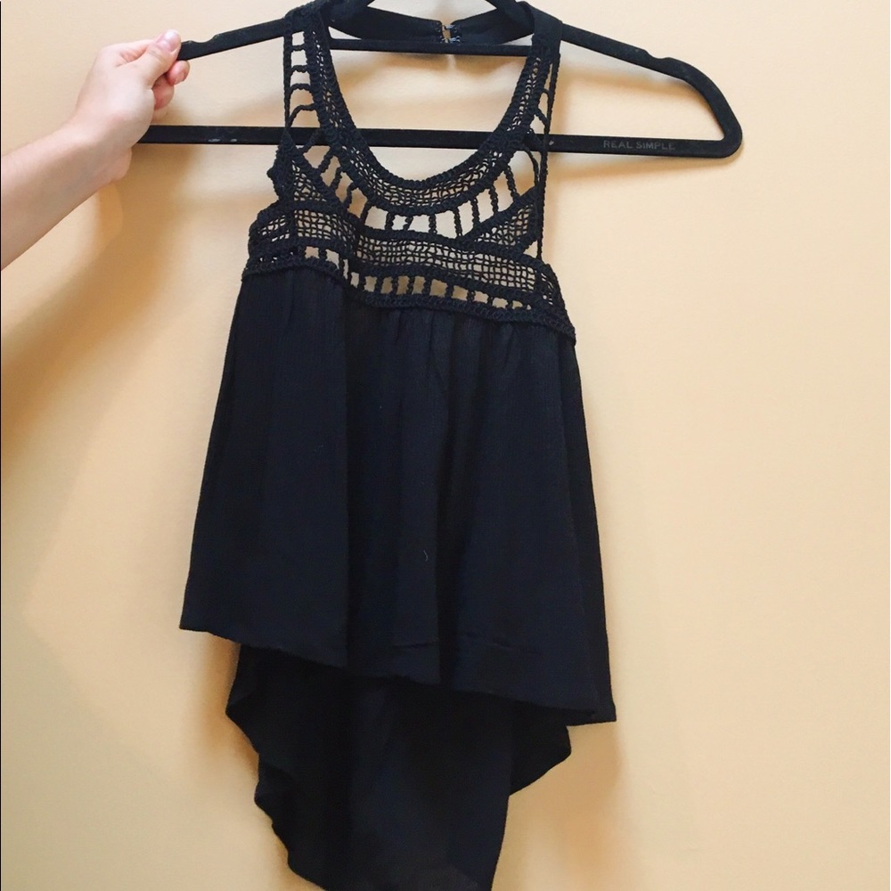 Tobi High Neck Crochet Tank