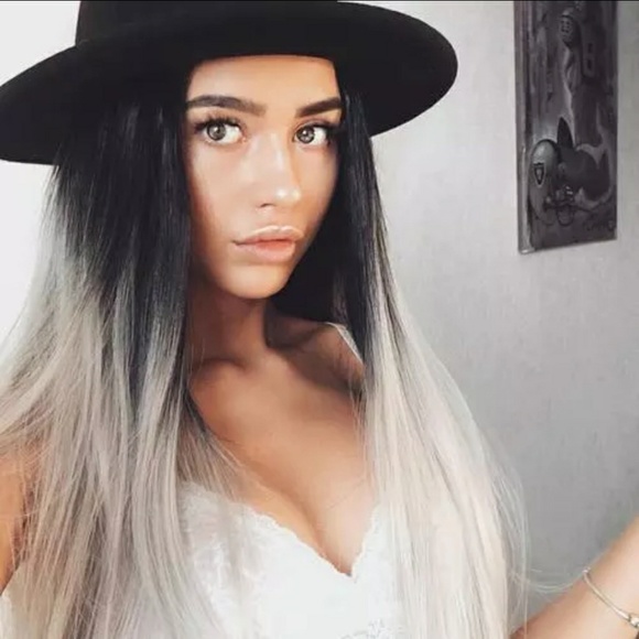 Ombre Black Gray Beauty LaceFront Wig main image 4