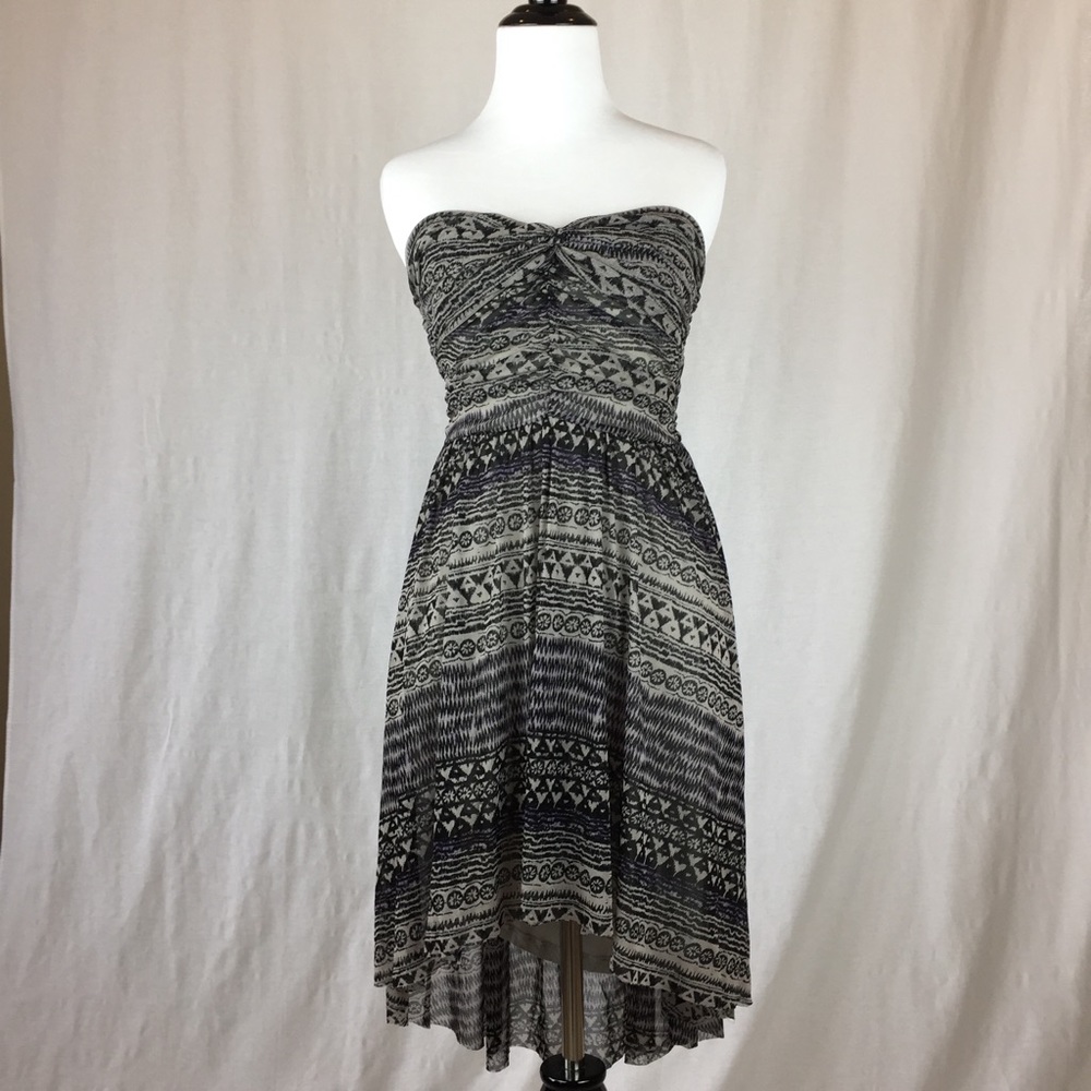 Free People Boho Tribal Strapless High Low Dress