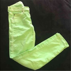 Neon green skinny jeans