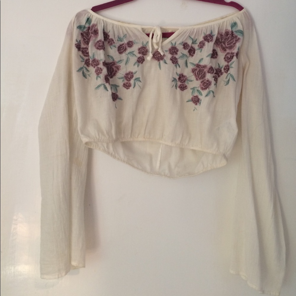 Kimchi Blue embroidered peasant crop top