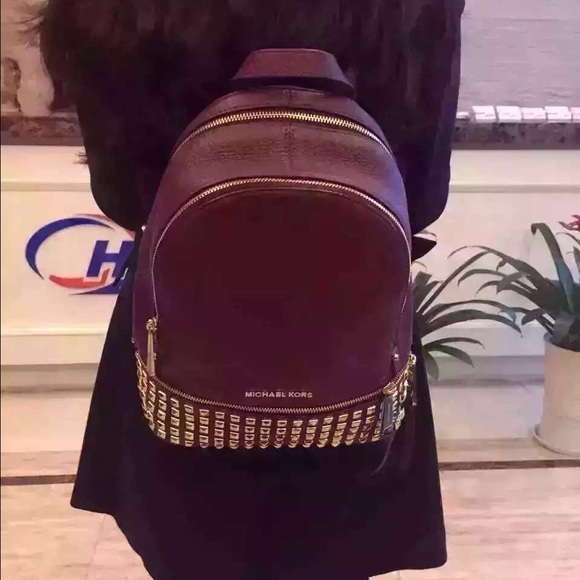 Michael Kors Handbags - Sold！Michael Kors Rhea Leather Studded Backpack