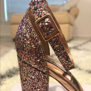 Starla Pink Glittery Ankle Strap Heels