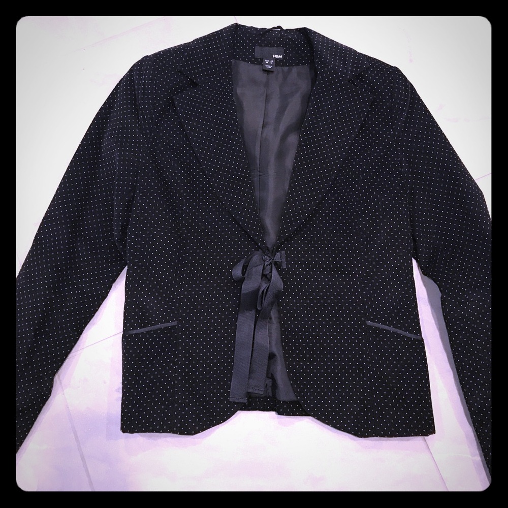 H&M corduroy polkadot blazer w/ ribbon bow closure
