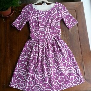 Boden Lindsey Ponte Dress Raspberry Floral Stencil