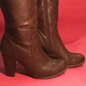 Pleather knee-high boots