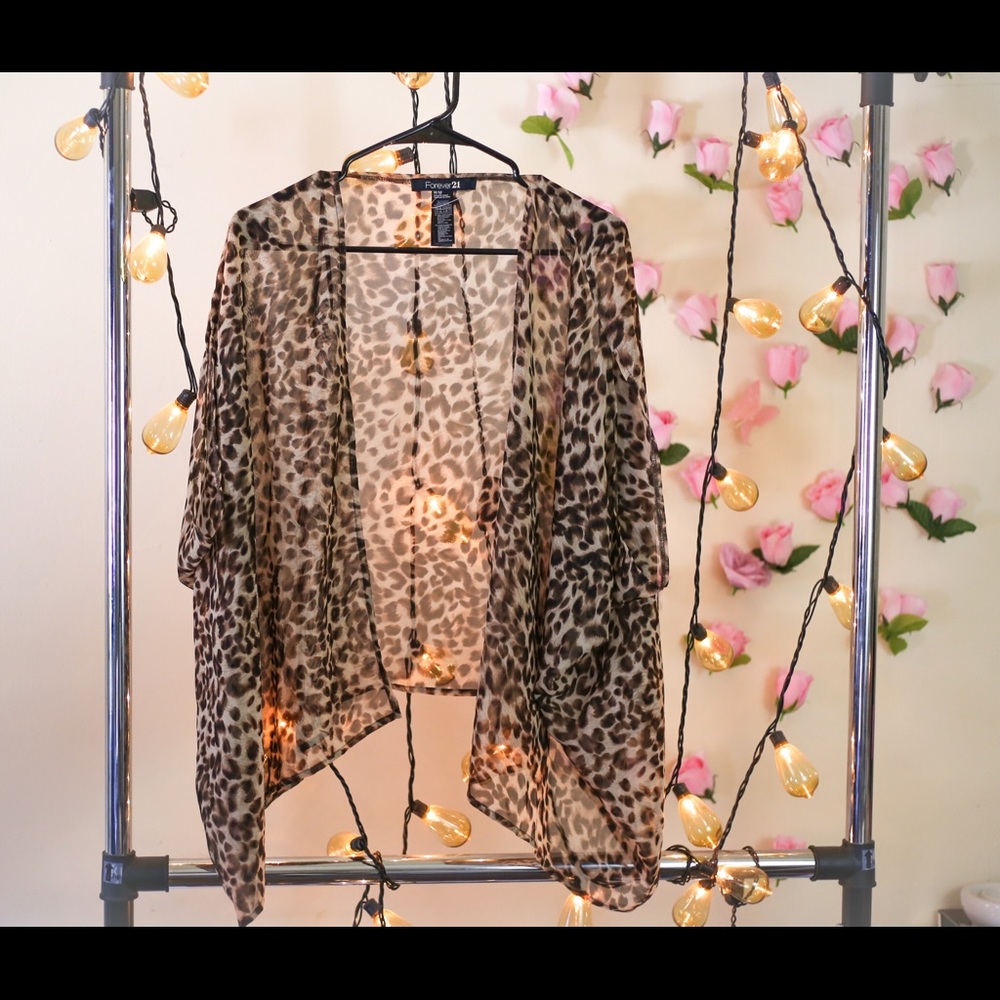 F21 Sheer Leopard Print Cardigan