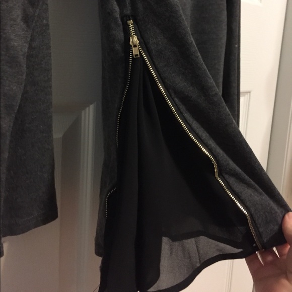 Gray Long-Sleeve With Zipper Detail - Picture 2 of 2