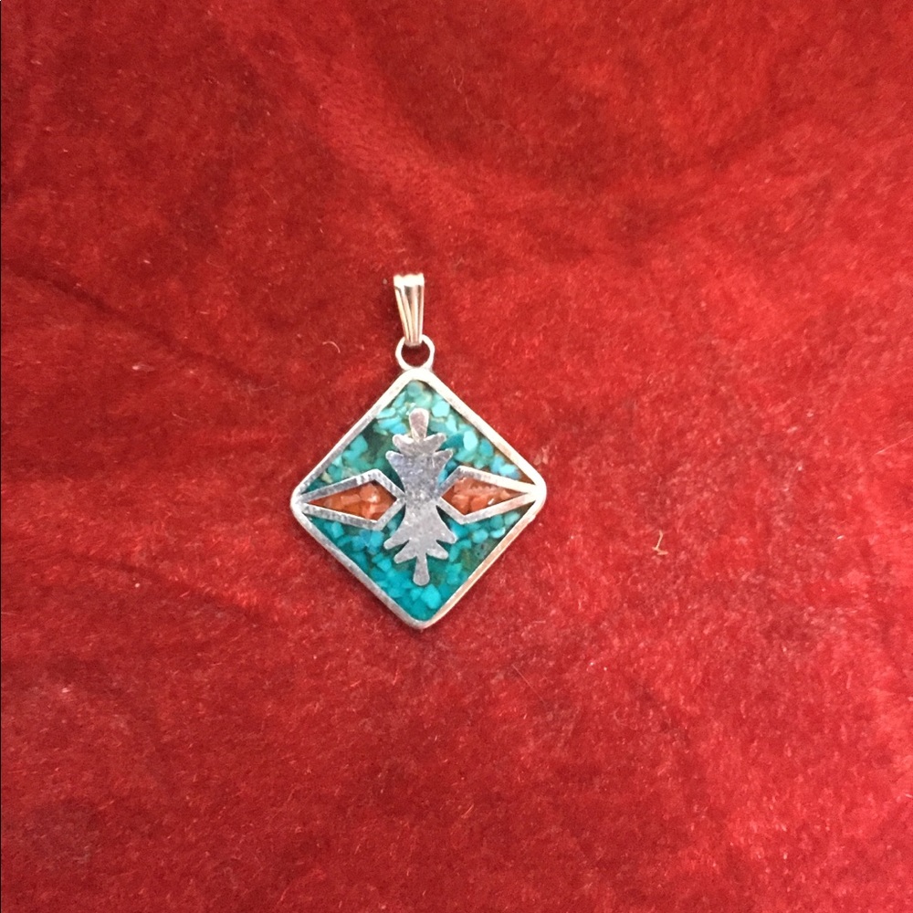 Sterling and Turquoise Tribal Pendant