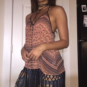 Double Zero sheer printed tank top