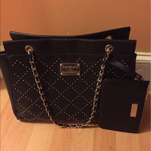 Bebe Black and Gold studded Tote