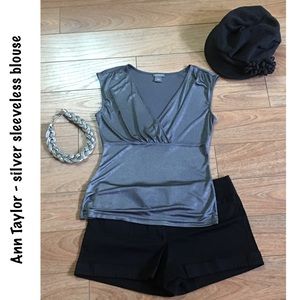 Ann Taylor Size XS sleeveless silver blouse