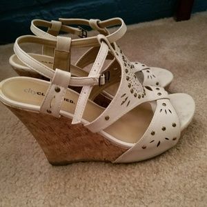 Beige wedges