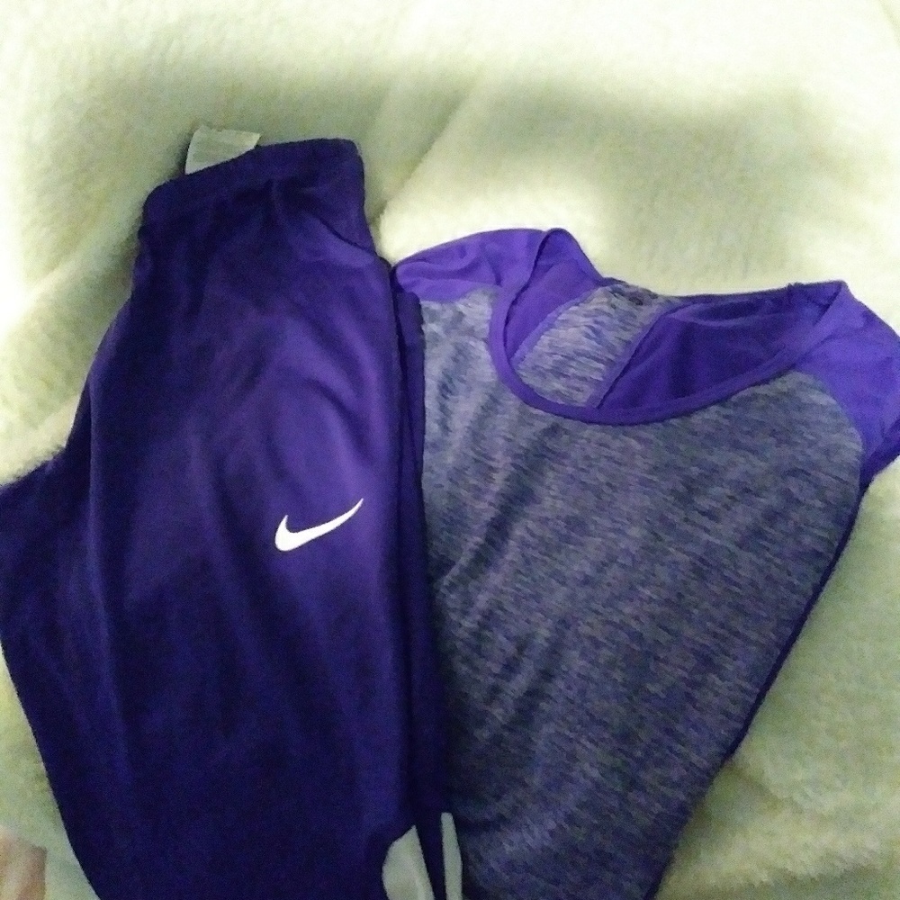 Dri-fit Nike pants and matching shirt royal purple