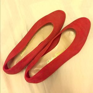 Red Ferragamo flats