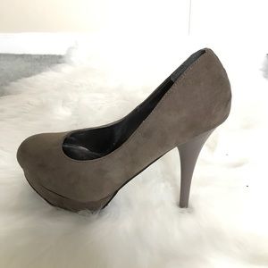 Faux Suede Taupe Platform Heels