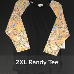 Lularoe 2x Randy black & Paisley sleeves NWT Lularoe 2x Randy black & Paisley sleeves NWT