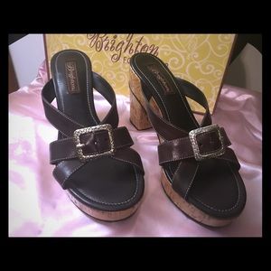 Brighten heeled leather slip on sandal