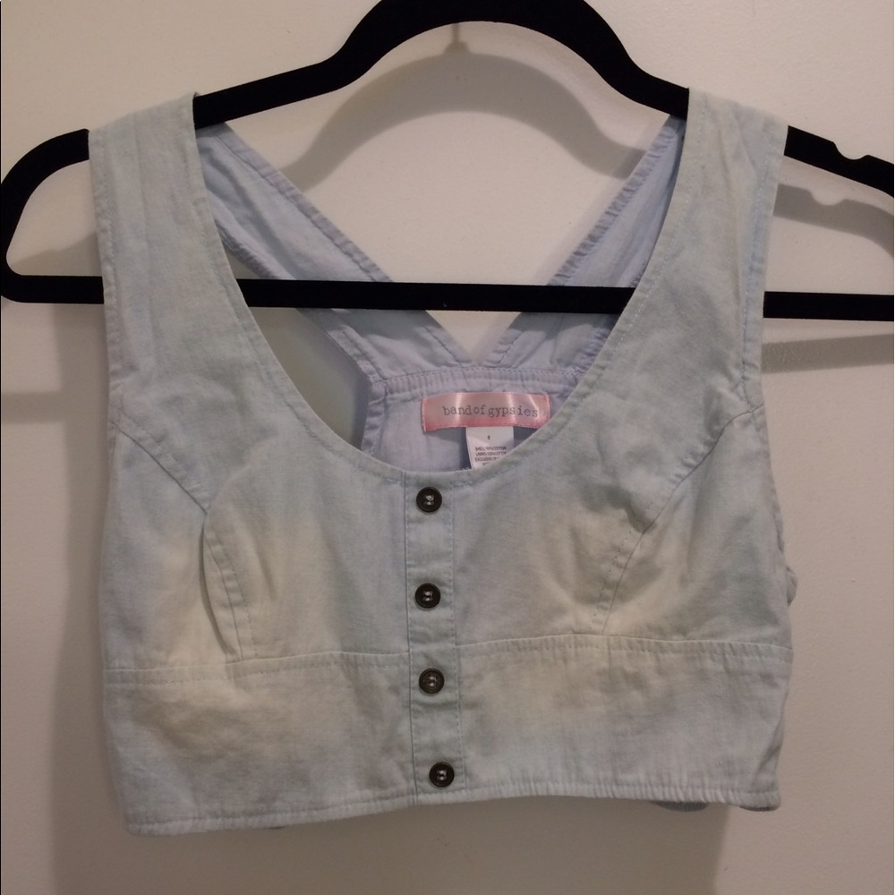 Band of Gypsies Chambray Crop Top - Small