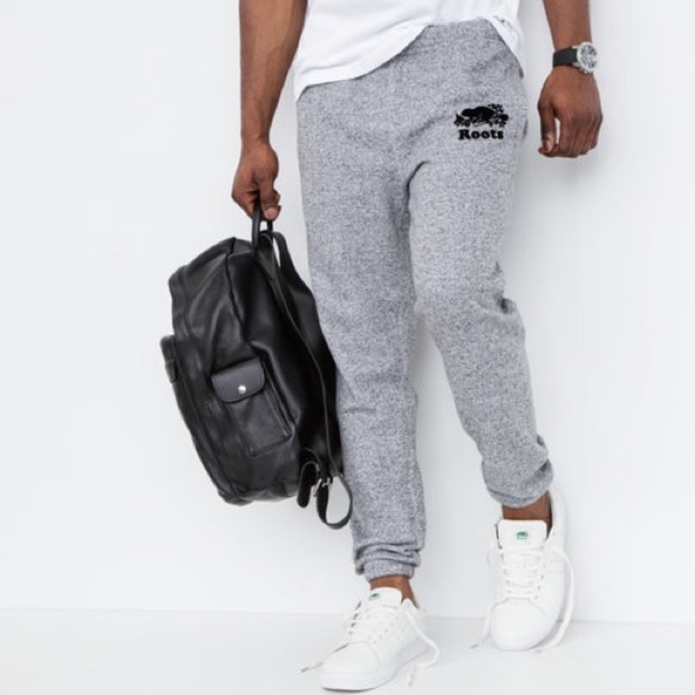 Men's Roots Slim-fit Grey Sweatpants w drawstring