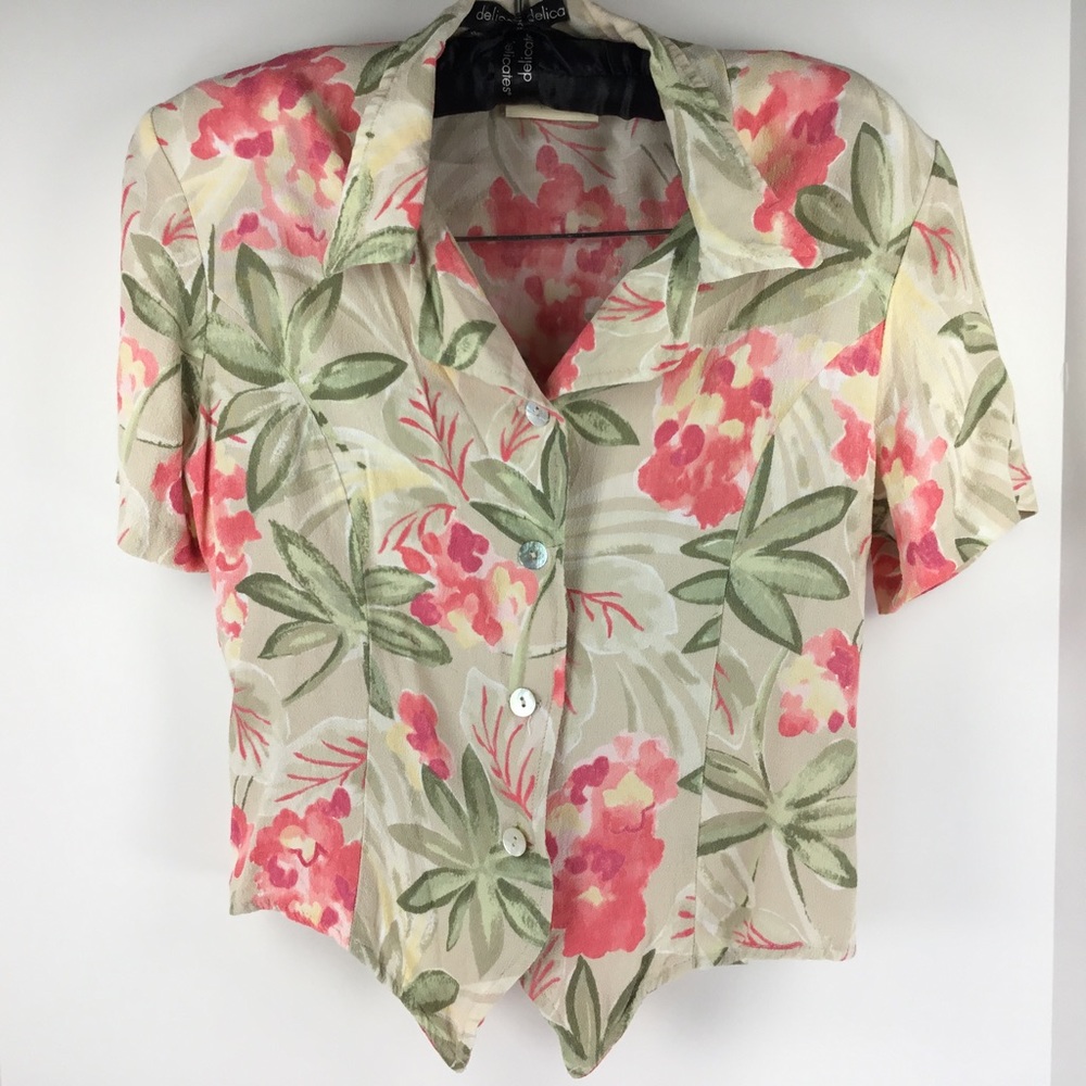Jaclyn Smith Tropical Palm Tie Back Top Medium