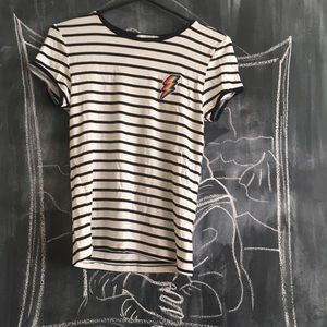 90s Striped Lightning Embroidery Tee