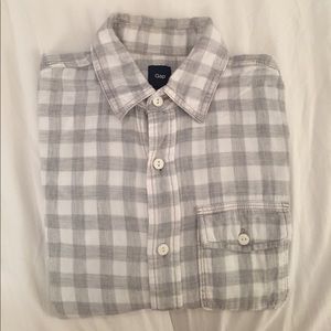 Gap Grey and white Gingham Light Flannel