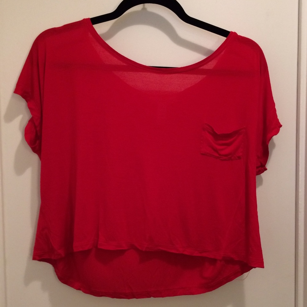 Super Soft Red Flowy Crop Top - Small