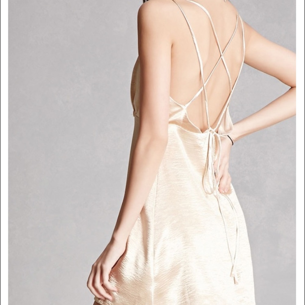 Gold champagne silk slip dress