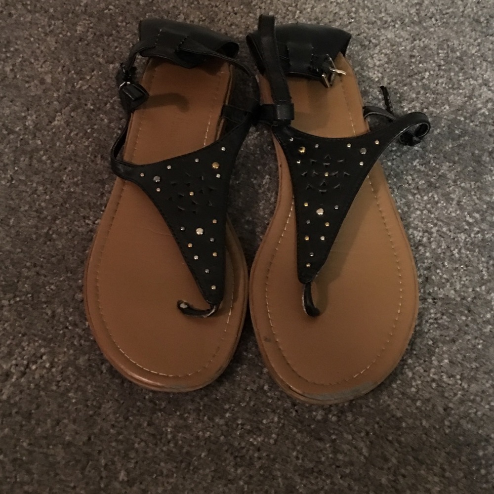 Payless black and gold studded sandals