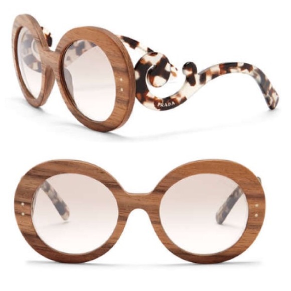Prada Women's Raw Edition Baroque Wood Sunglasses - Picture 6 of 8