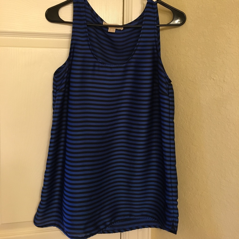 Michael Michael Kors black blue striped tank MED