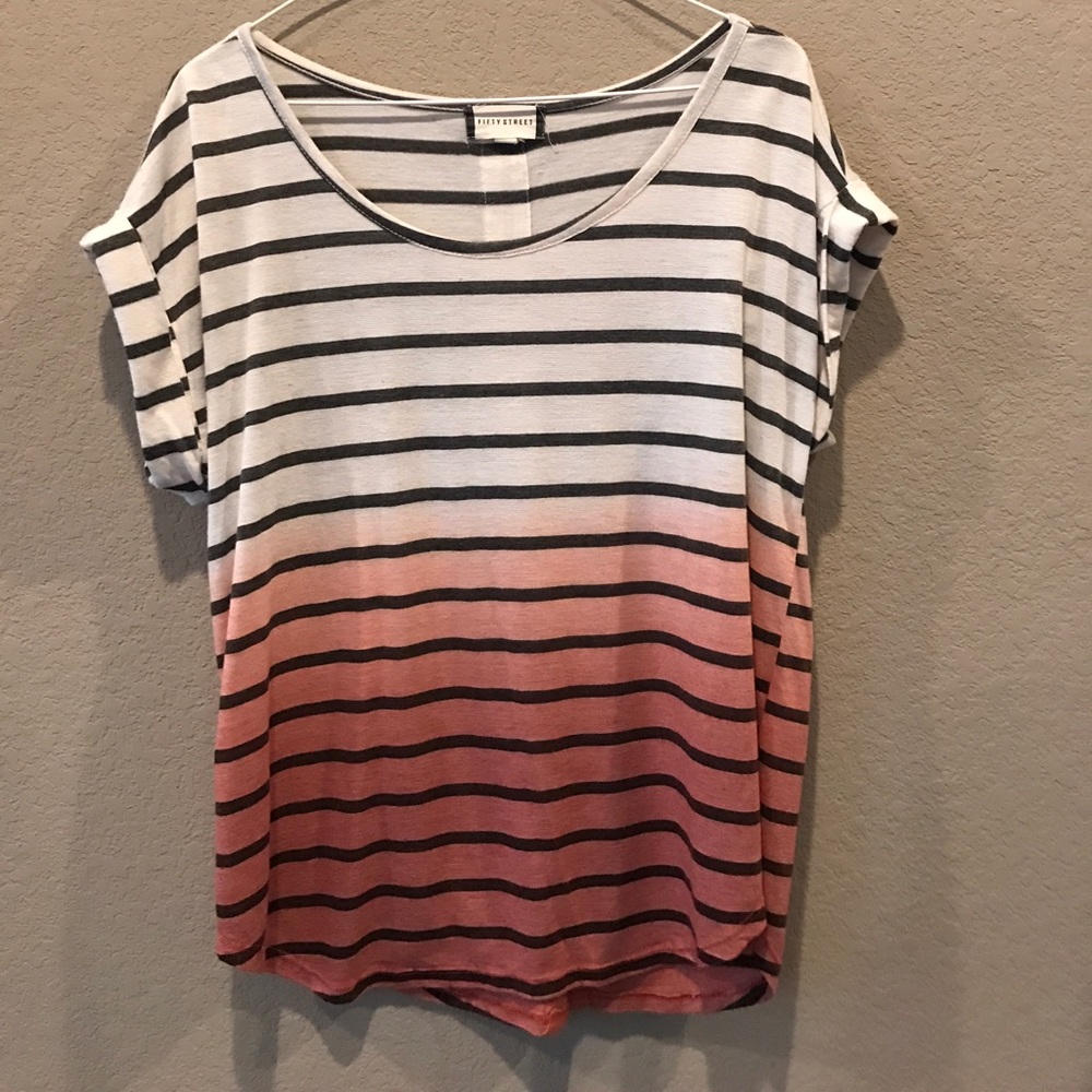Dip Dye Button Back Tshirt
