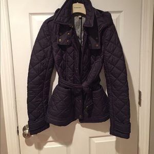 Burberry Brit Navy Belted Quilted Jacket