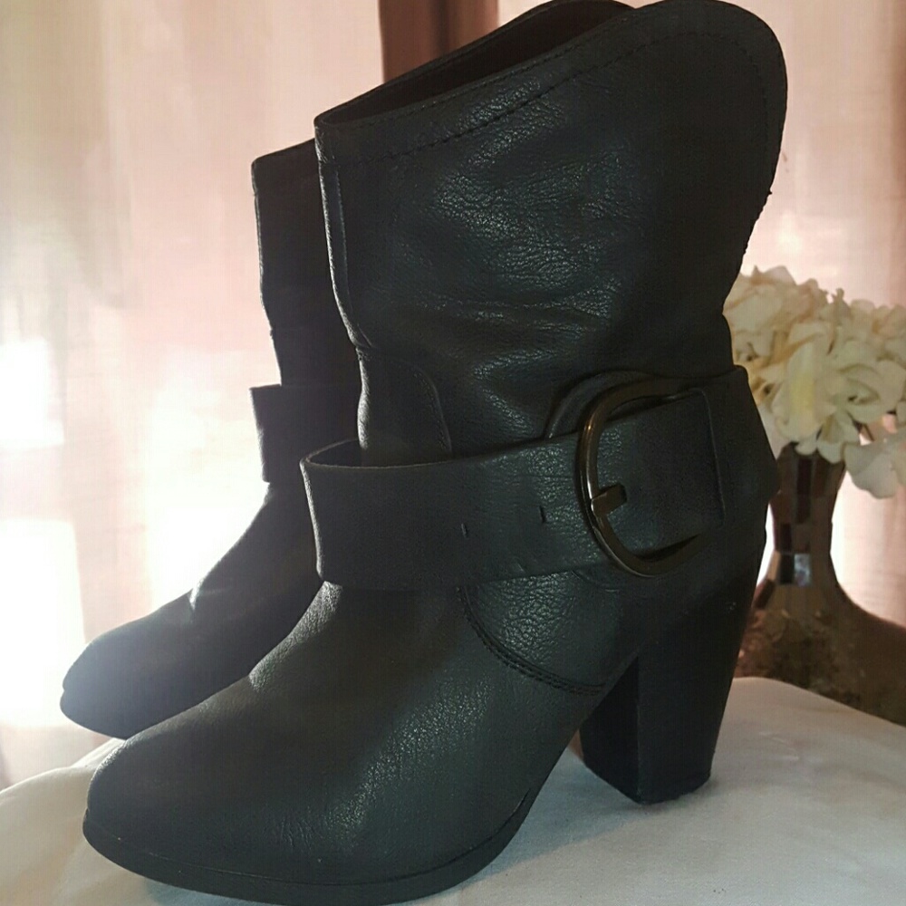 Black high ankle boots