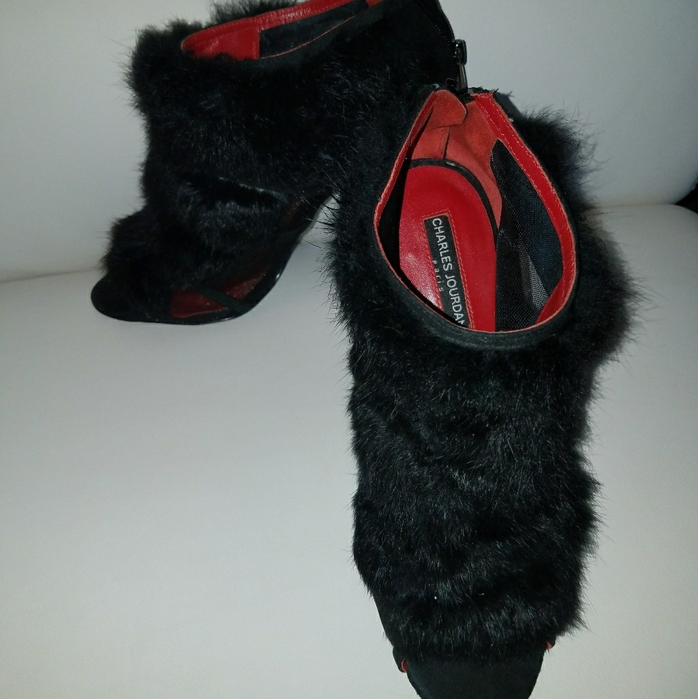 Charles jourdan rabbit fur heels