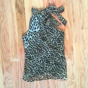 Banana Republic 100% silk leopard print tank