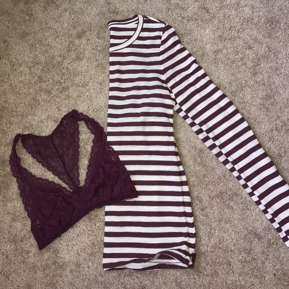 Aerie Maroon Striped Top
