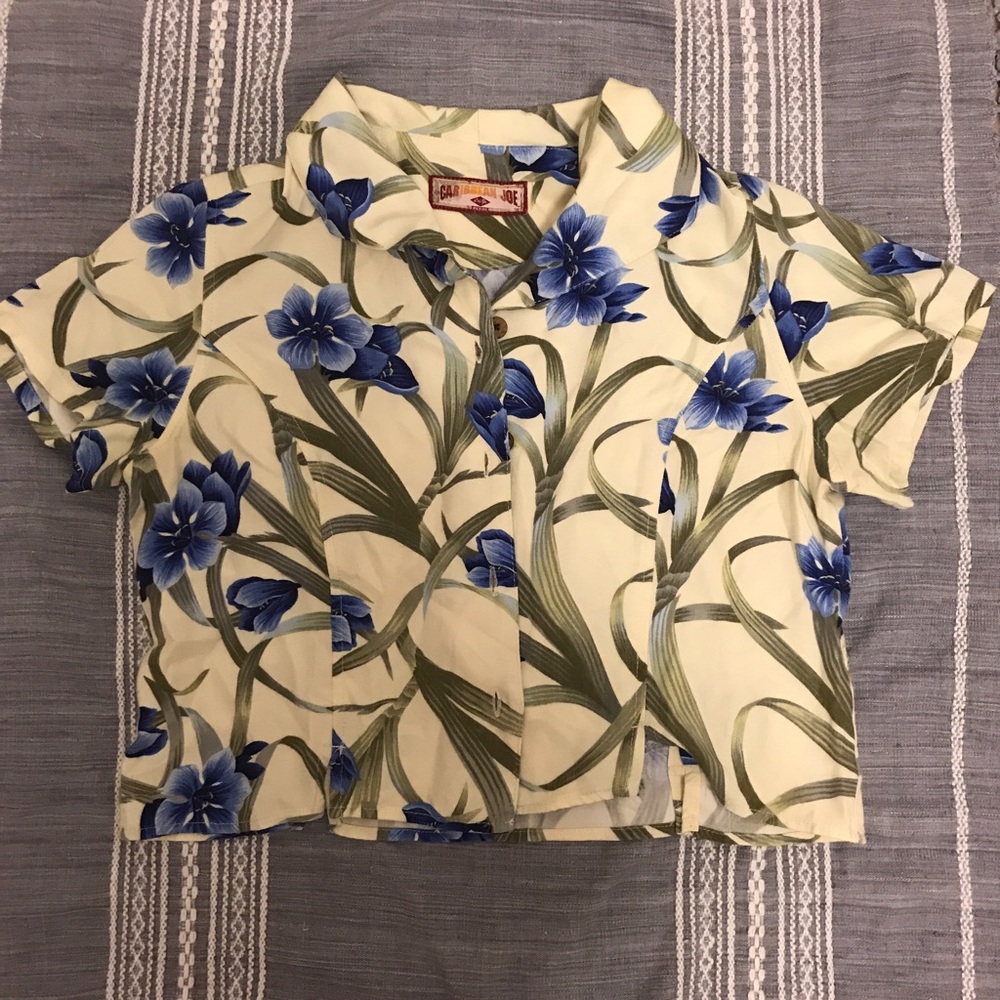Vintage Cropped Hawaiian Button Up
