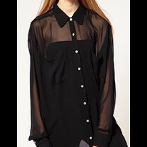 Chiffon Oversized Button Up